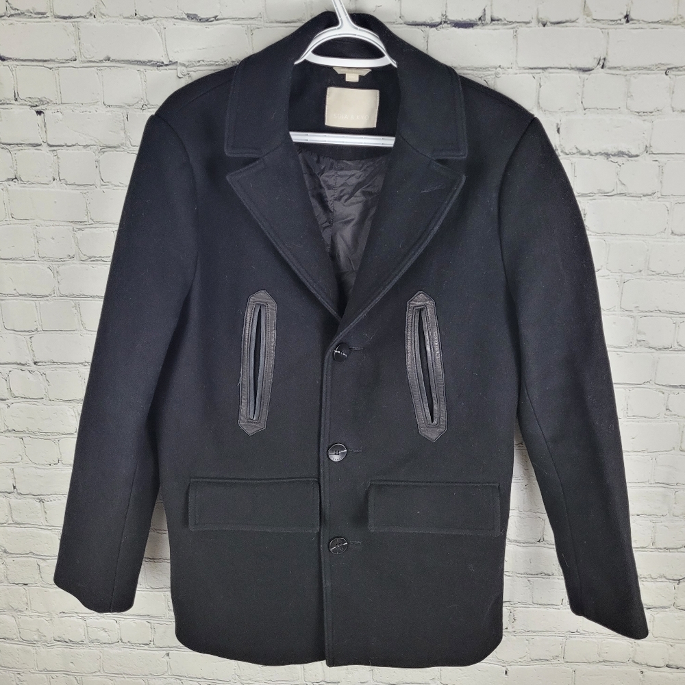 SOIA & KYO | Logen wool cashmere 3 button patch pocket peacoat coat